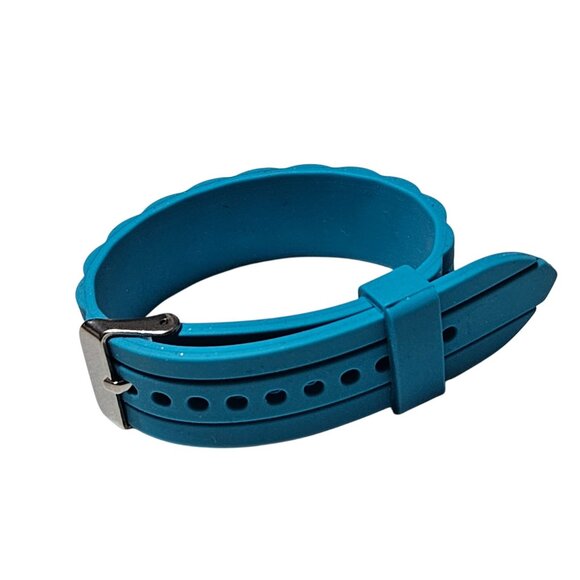 Retro Minimalist Blue Silicone Watch Band Textured Design 80s 90s Fashion Women - Picture 3 of 5